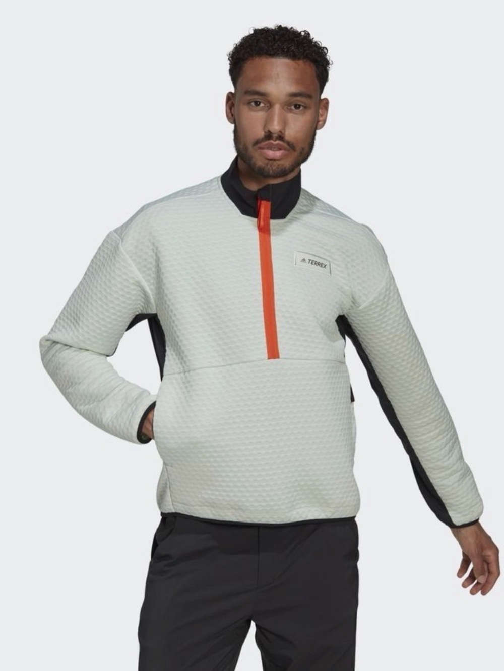 adidas Terrex Light Mint Green Quilted Half-Zip Jacket with Orange Zip NWT
